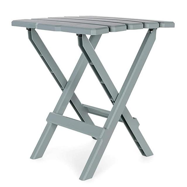 Camco Gray Large Adirondack Portable Outdoor Folding Side Table-Perfect for The Beach, Camping, Picnics, Cookouts and More-Weatherproof and Rust Resistant (21038)