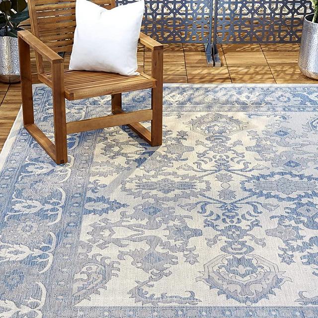 Home Dynamix Nicole Miller Patio Country Ayana Indoor/Outdoor Area Rug 7'9"x10'2", Traditional Gray/Blue