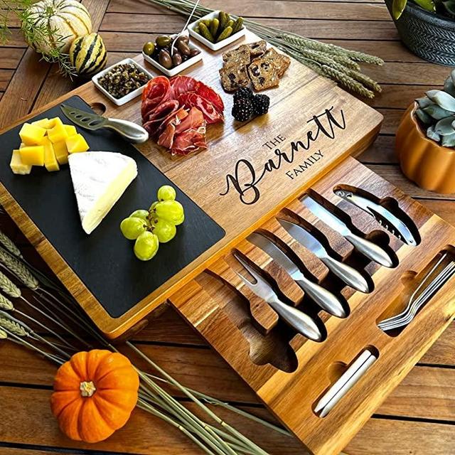 Personalized Charcuterie Board Set/19pcs Cheese Board And Knife Set, Realtor Closing gift, Custom Charcuterie board, Wedding Gift