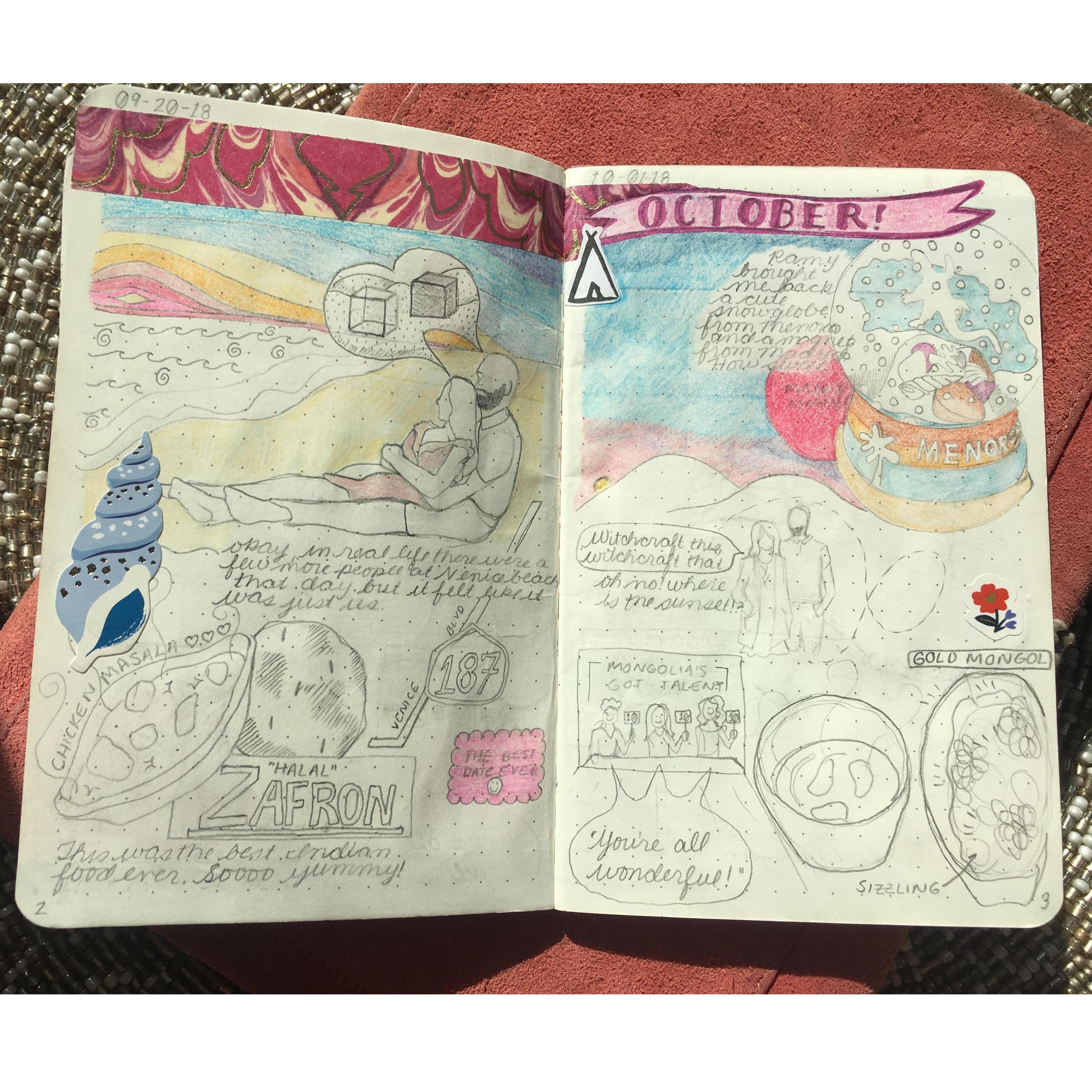 After starting to date Ramy, I began drawing little pictures of our dates in this tiny notebook. When Ramy moved to Portland, I have him the little book as a small gift, and soon after I moved too.