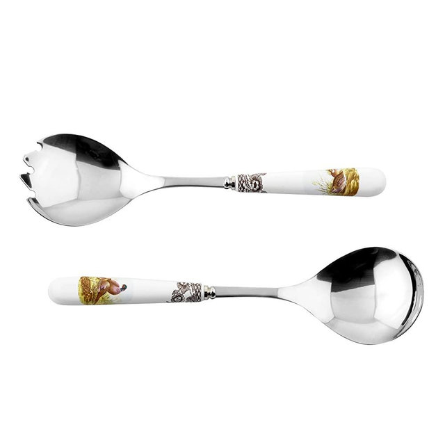 Spode Woodland S/2 Salad Servers (Pheasant/Quail/Pintail Duck)