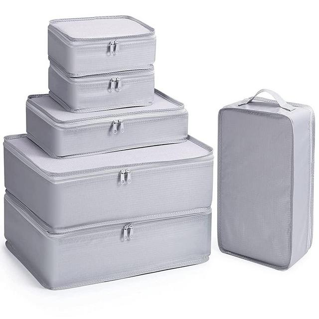 Mossio 6 Set Packing Cubes with Shoe Bag - Lightweight Travel Luggage Suitcase Organizers