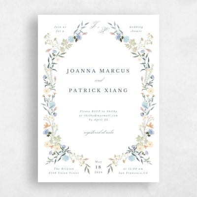 Dusty Blue Wedding Wedding Shower Invitation - Laurelwood Portrait