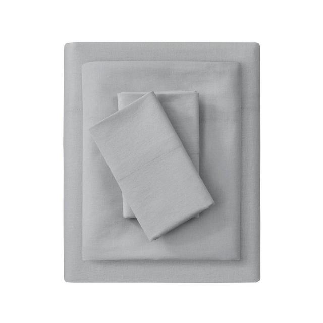 Queen Solid Oversize Flannel Sheet Set Gray - Beautyrest
