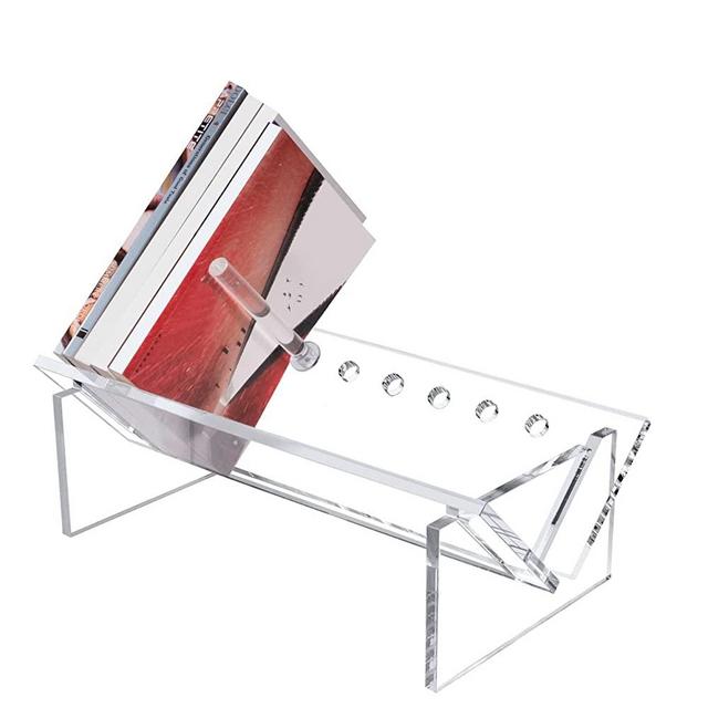 Sumerflos Acrylic Desktop Bookcase, Book Storage Organizer Bookshelves, Acrylic Tabletop Storage Rack for Office Home School Shelf Display for Cd/Magazine/Book - Clear