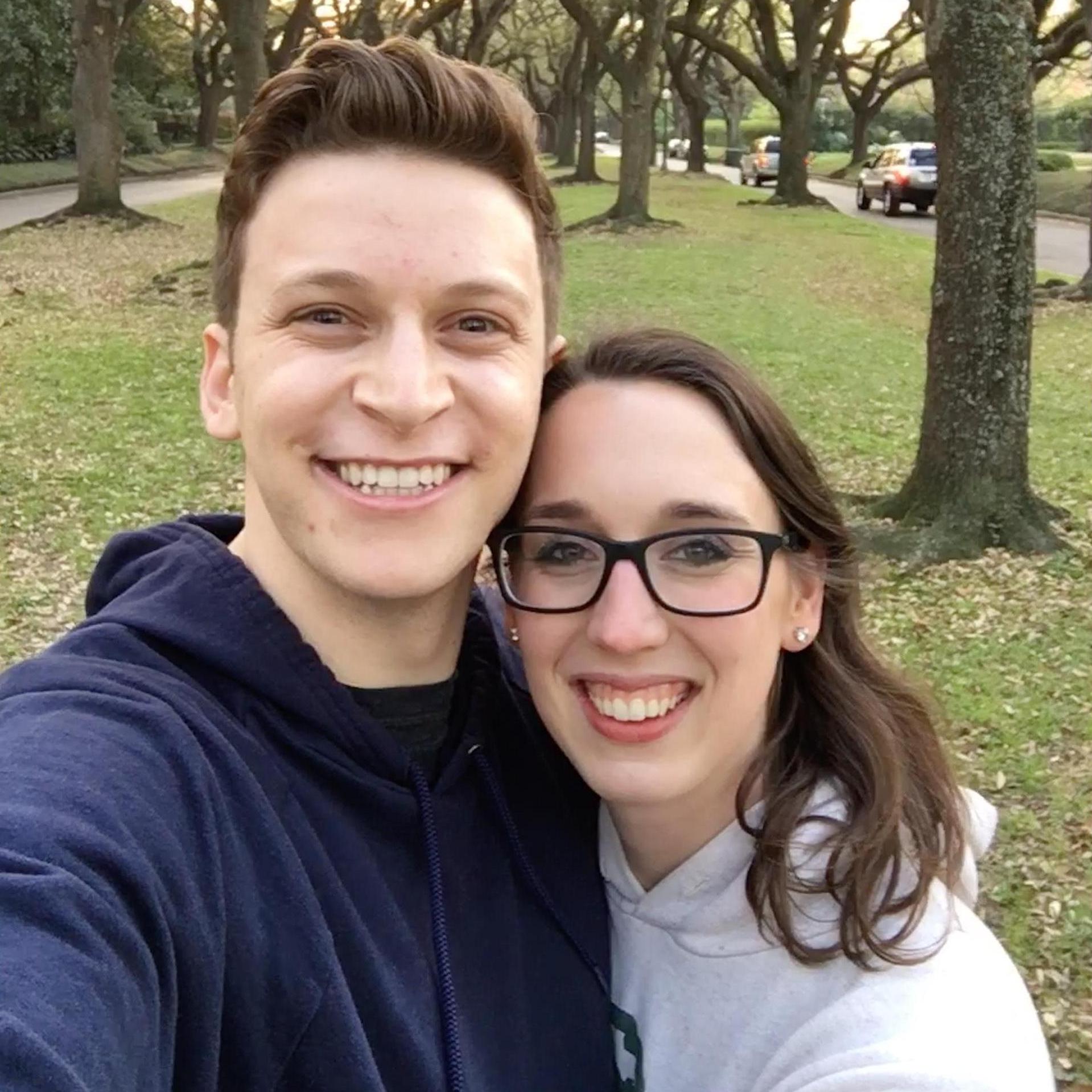 Out for a walk in Houston a few weeks after we met