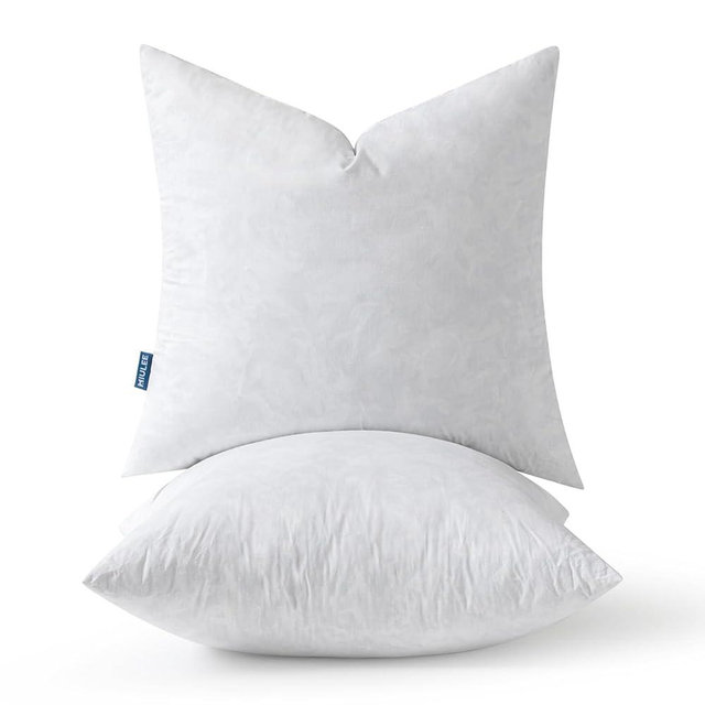 MIULEE Pillow Inserts 18x18 Inch Set of 2, Feather Mix Polycotton with Cotton Fabric Square Decorative Throw Pillows for Couch Bed Sofa