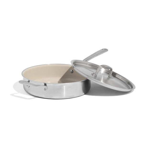 Made In Cookware - 3.5 QT CeramiClad Non Stick Saute Pan with Lid - 5-Ply Stainless Clad with Stay-Cool Handle - Professional Cookware - Crafted in Italy - Induction Compatible