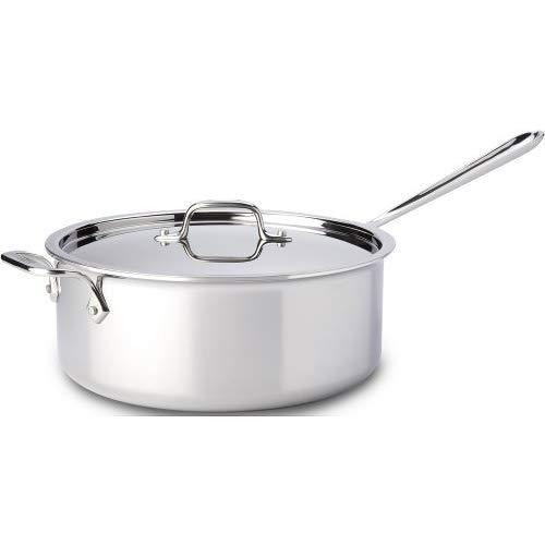 All-Clad 4206 Stainless Steel Tri-Ply Bonded Dishwasher Safe Deep Saute Pan with Lid / Cookware, 6-Quart, Silver