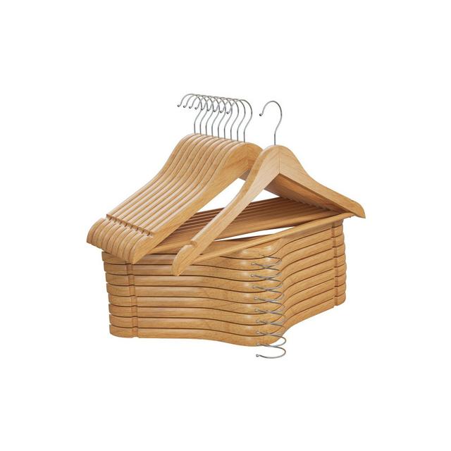 Wooden Hangers 30 Pack - Natural Wood Durable Heavy Duty Coat Hangers - Premium Solid Clothes Hangers with Chrome Swivel Hook- Homeitusa