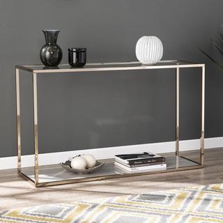 Orvana Faux Marble Console Table with Glass Top