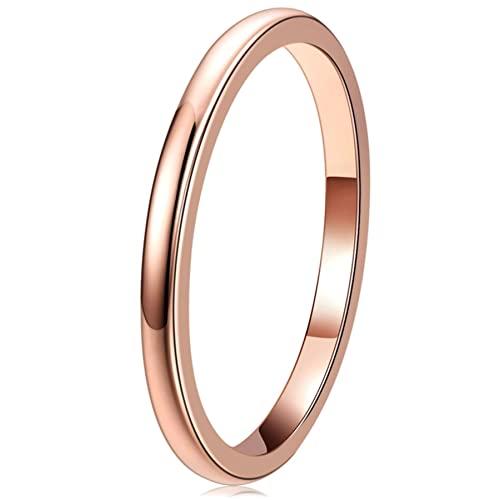 THREE KEYS JEWELRY 1mm 2mm 4mm 6mm 8mm Tungsten Titanium Wedding Ring for Women Mens Plated Rose Gold Polished Band