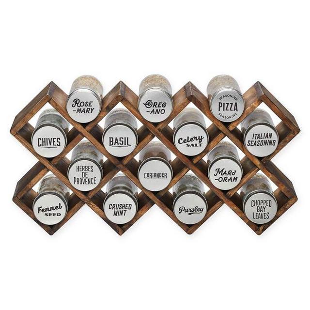 Kamenstein® 14-Jar Wood Criss-Cross Spice Rack in Grey