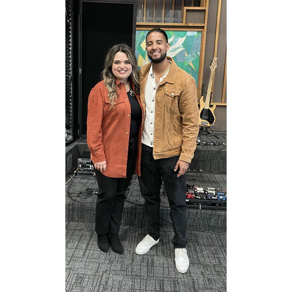 First Sunday as an engaged couple and in our new church location!