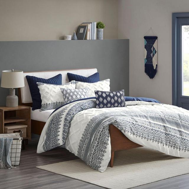 INK+IVY Mila 3-Piece Reversible Full/Queen Comforter Set in Navy