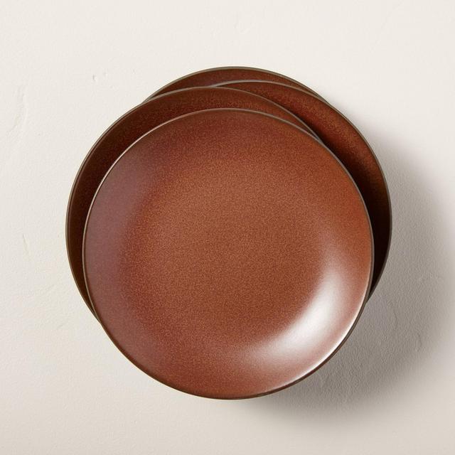 4pk Stoneware Exposed Rim Appetizer Plate Set Cinnamon - Hearth & Hand™ with Magnolia