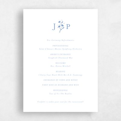 Blue Simple Wedding Program - Regal Letterpress