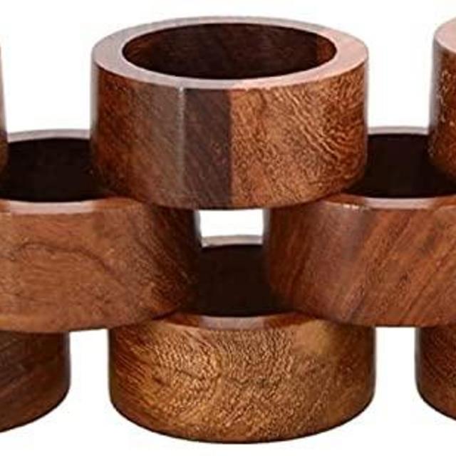Divine Glance Set of 12 Wooden Handmade Decorative Napkin Rings for Dinner Party Table Decor 1.5 inch
