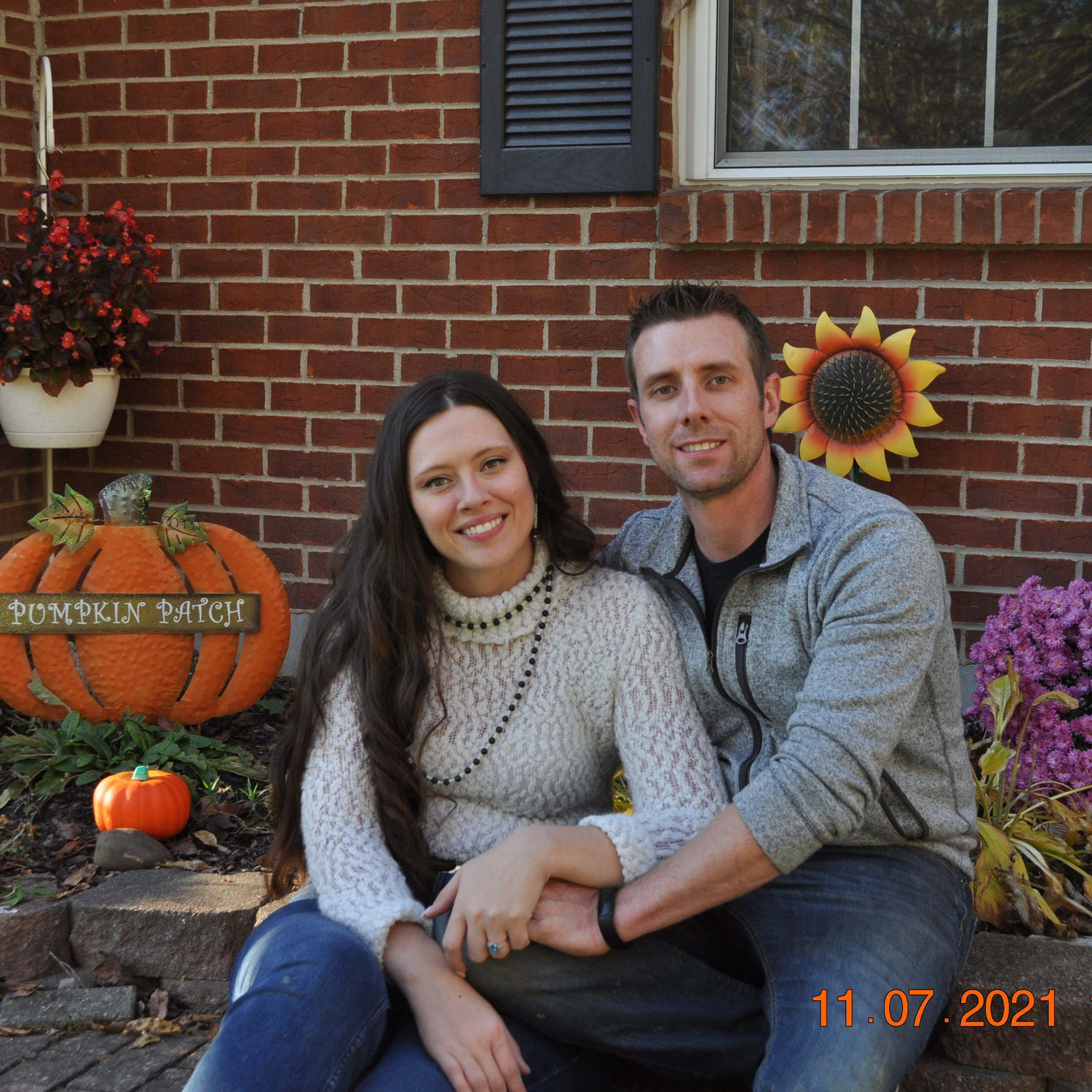 In front of Huff parents' house