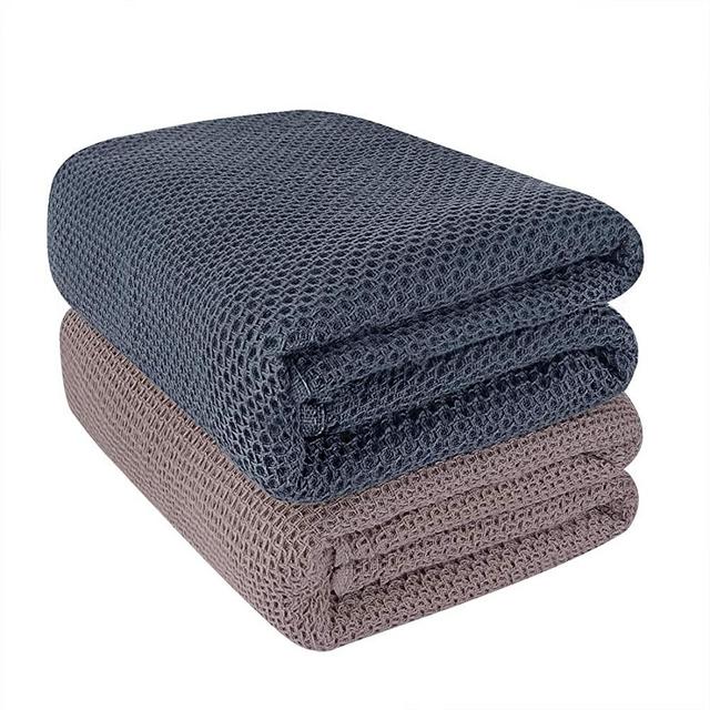CHRUNONE Bath Towels, 2 Pack Waffle Weave Bath Sheets Towel Set, 27" x 55" Microfiber Luxury Cotton Shower Towel for Bathroom Spa Gym (Dark Grey, Brown)