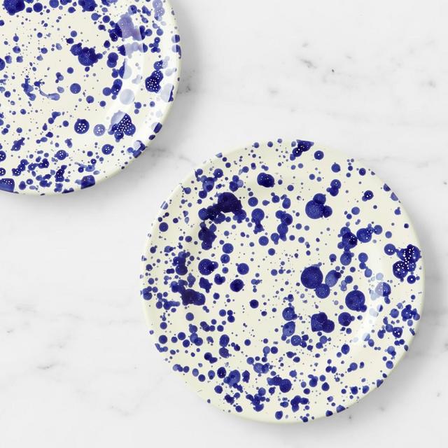 Splatter Ceramic Italian Hand-Glazed Salad Plates, Set of 4, Blue