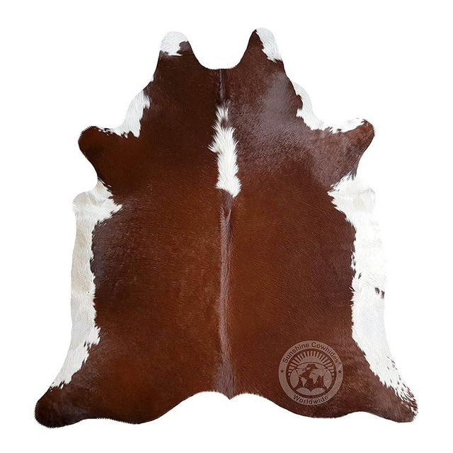 Sunshine Cowhides 100% Genuine Hereford Red Brown and White Cowhide Rug - Modern Style Animal Skin Rug & Floor Carpet for Living Room, Bedroom, Kitchen & More - Extra Large (6x7-8 Ft.)