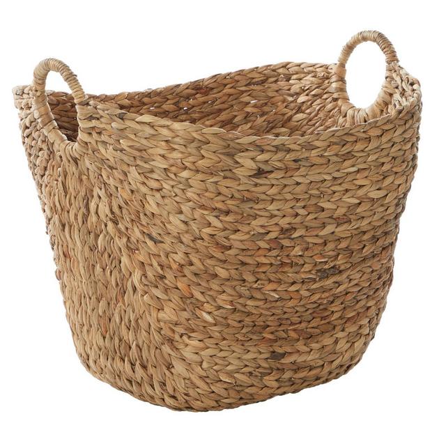 Olivia & May 20"x19" Extra Large Oval Seagrass Wicker Basket with Handles Natural