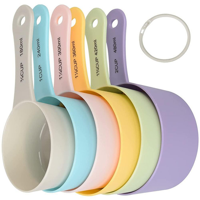 Smithcraft Measuring Cups Set of 6, Plastic Measuring Cup Set, Colorful Measuring Cups, Big Size Measure Cups, Cute Dry Measurement Cups for Kitchen & Baking, Cooking Measuring Cups with 3/4 & 2 Cup