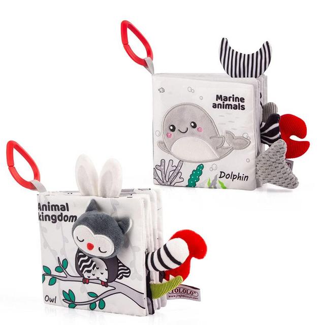 D-KINGCHY Baby Cloth Book Toy, Crinkle Tails with Sound