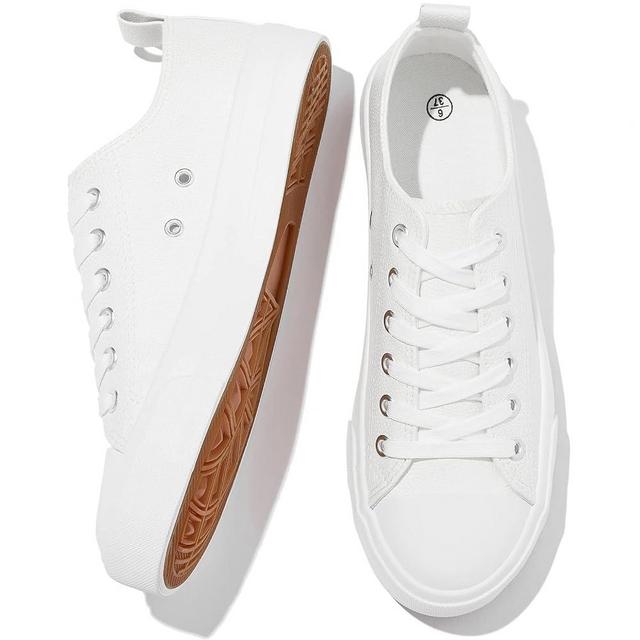 FRACORA Women's PU Leather Tennis Shoes Low Top lace up Casual Shoes Comfortable Fashion Sneaker
