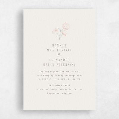 Beige Floral Wedding Invitation - Lorelei Portrait
