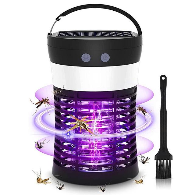 Hisome Mosquito Zappers Killer, Waterproof Electric Fly Killer Light with Camping Lantern, Solar Powered/USB Rechargeable Bug Zapper for Indoor Outdoor