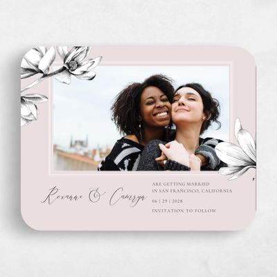 Pink Rounded Wedding Save the Date - Novela Photo