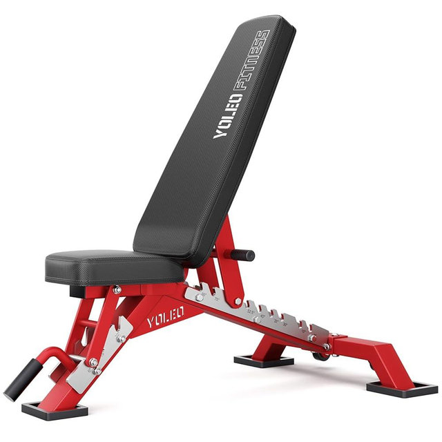 YOLEO Commercial Adjustable Weight Bench - MAX 2300LBS Heavy Duty Workout Bench for Home Gym, Decline/Flat/Incline Bench Press 2.4" Thick Pad (6-Step Assembly)