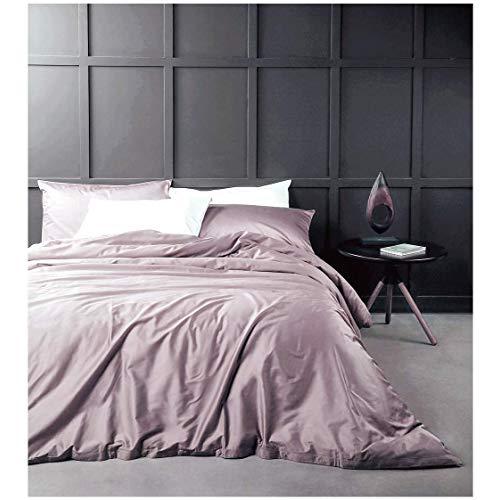 Solid Color Egyptian Cotton Duvet Cover Luxury Bedding Set High Thread Count Long Staple Sateen Weave Silky Soft Breathable Pima Quality Bed Linen (Queen, Mauve)