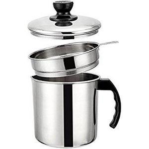 Nellam Grease Container with Separator, Includes Bonus Sponge and Towel - Durable Bacon Cooking Oil Strainer and Cooking Grease Can for Reusing Oil Stainless Steel