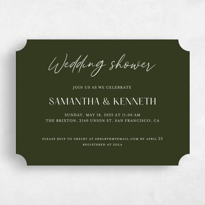 Green Ticket Wedding Wedding Shower Invitation - Sidney Landscape