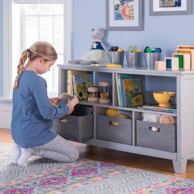 Living & Learning Kids' Low Bookcase Gray - Martha Stewart