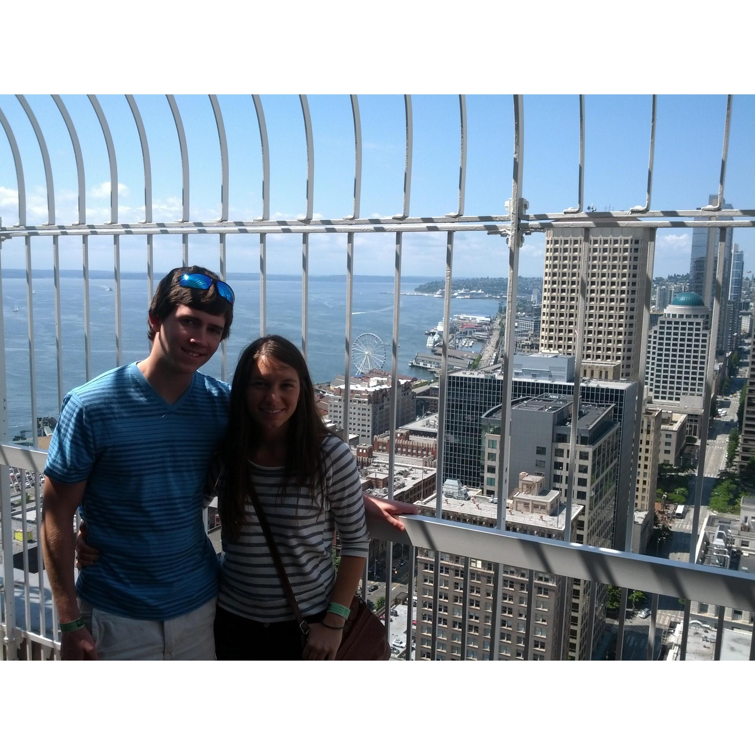 Ryan helping Mara work on her fear of heights while overlooking Seattle
July 2013