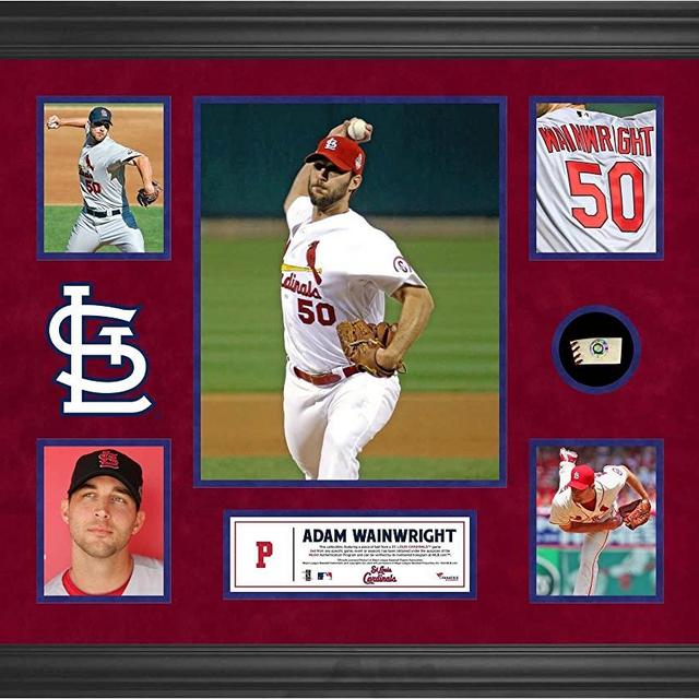 Adam Wainwright St. Louis Cardinals Framed 5-Photo Collage with Piece of Game-Used Ball - MLB Player Plaques and Collages