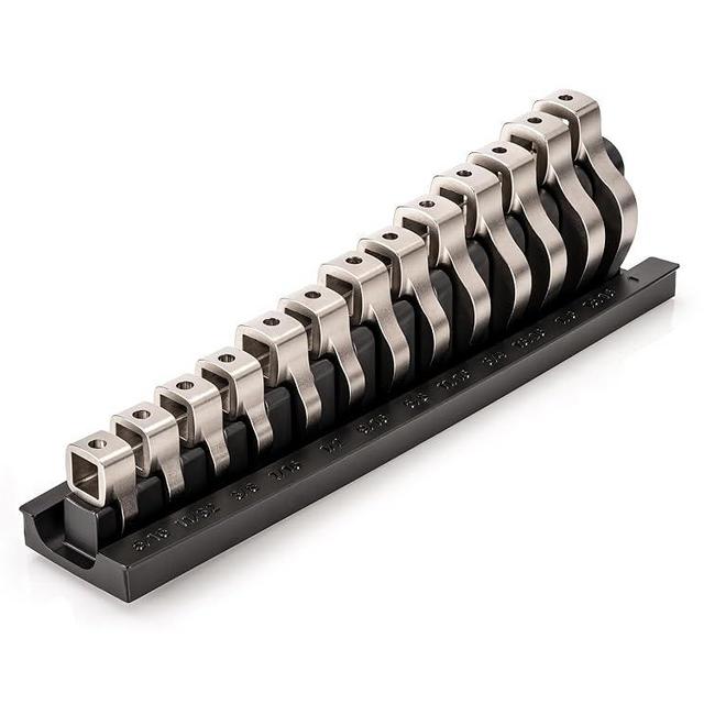TEKTON 3/8 Inch Drive Crowfoot Wrench Set with Rack, 13-Piece (5/16-1 in.) | WCF95101 | Made in USA