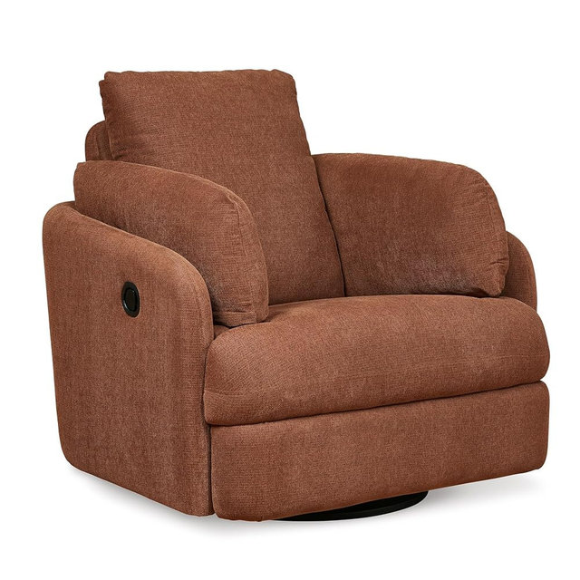 Signature Design by Ashley Modmax Swivel Glider Recliner, Manual Reclining Chair for Living Room or Nursery, Next-Gen Nuvella Stain-Resistant Fabric, Hidden Storage, 42" W, Spice Orange