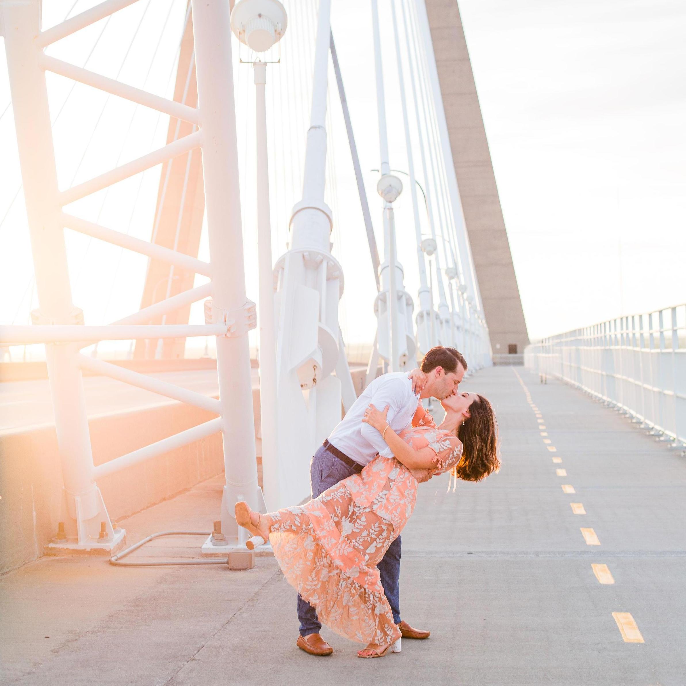 Engagement photos on the Ravenel Bridge