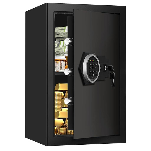 3.3 Cuft Large Home Safes Water and Fireproof, Fire proof Safes for Home Use, Anti-Theft Security Safe Box With Digital Keypad & Removable Shelf and Led Light, Money Safes for Documents Valuables
