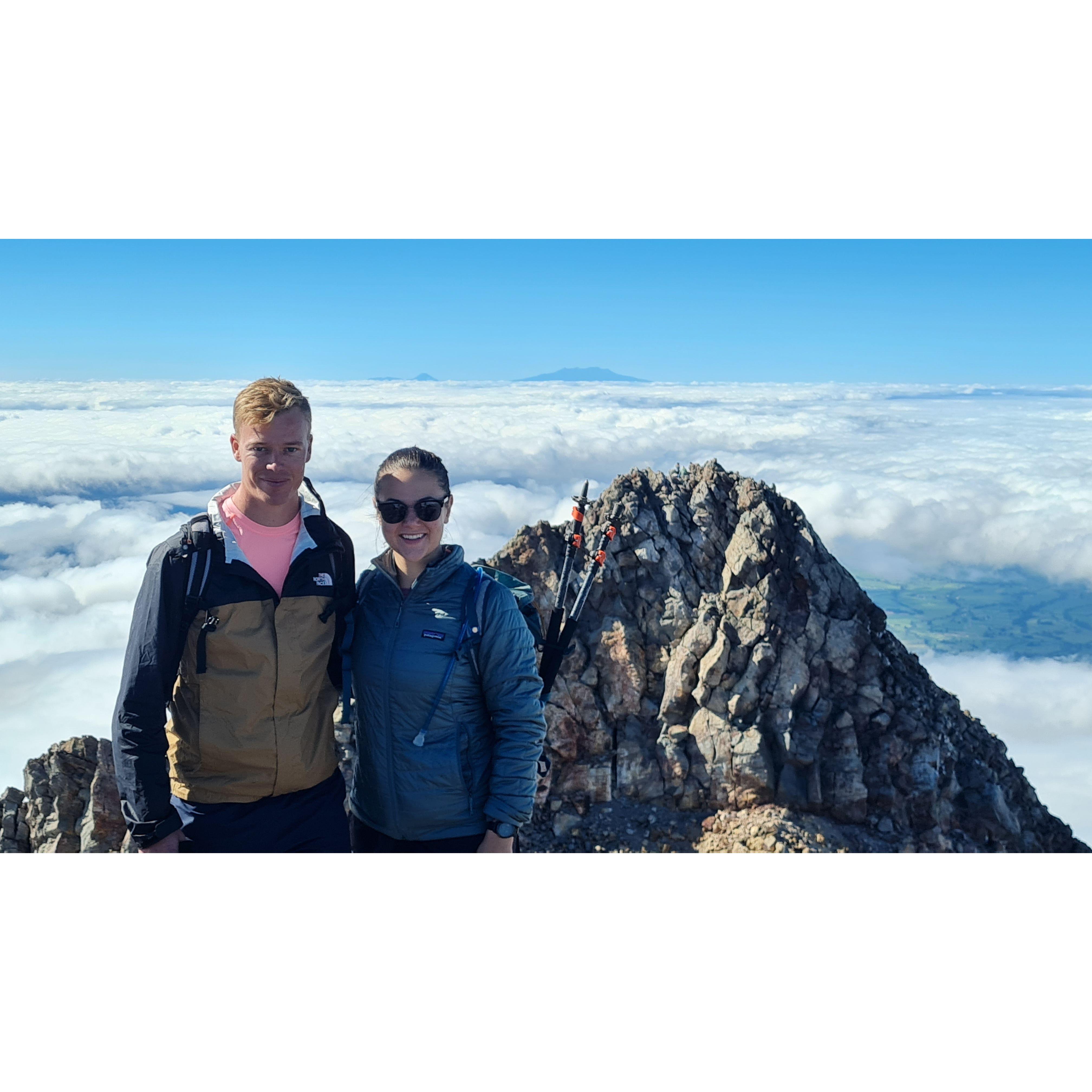 On the summit of Mt Taranaki