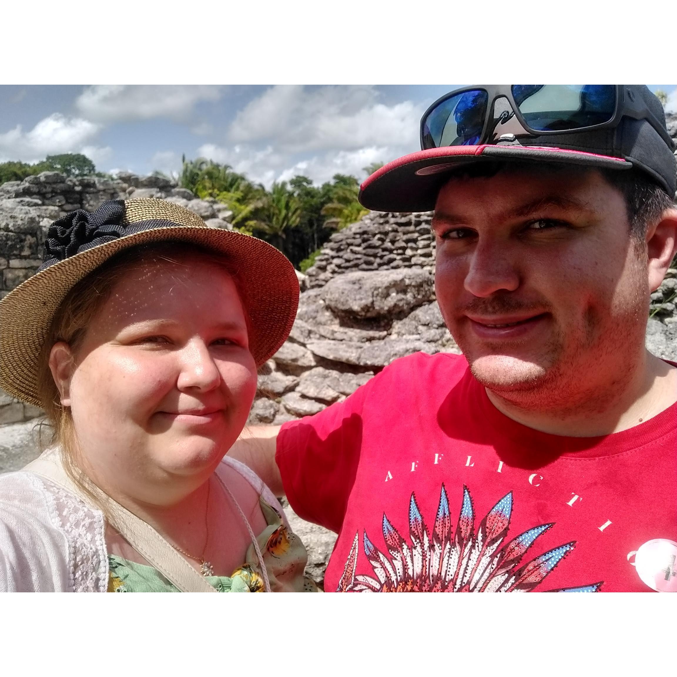 Us touring the ruin temples in Mexico.