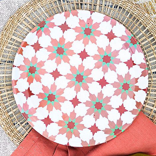 Tile Print Melamine Plate, Dark Rose