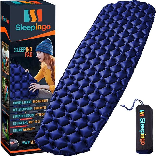 Sleepingo Sleeping Pad for Camping - Ultralight Sleeping Mat for Camping, Backpacking, Hiking - Lightweight, Inflatable & Compact Camping Air Mattress (Blue)
