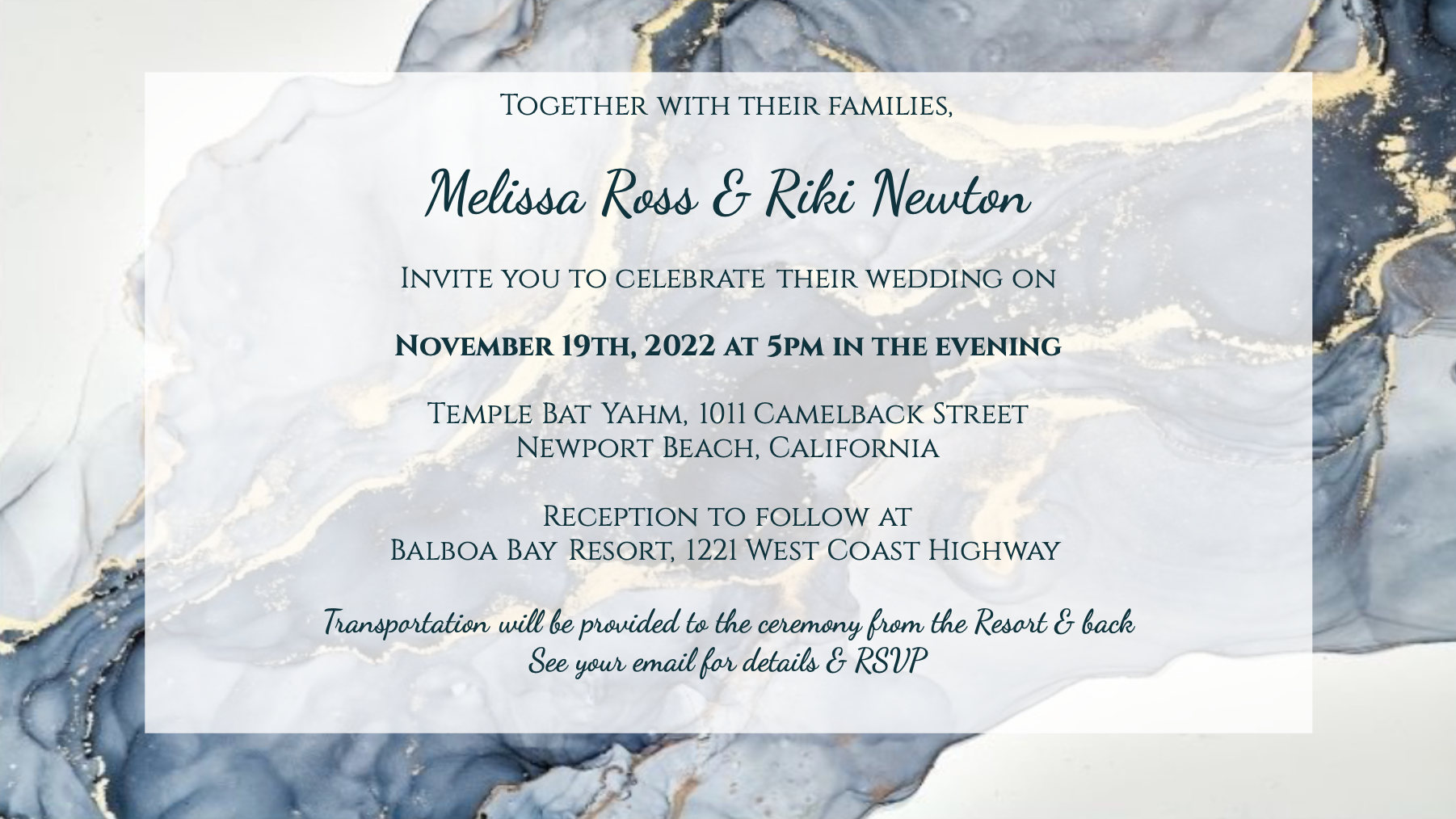 The Wedding Website of Melissa Ross and Riki Newton