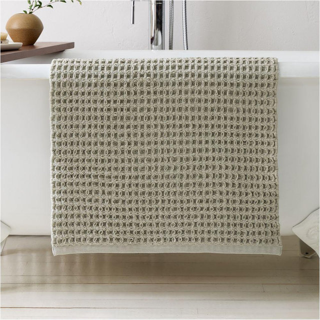 Plush Waffle Bath Mat, Soft Sage, 20x34